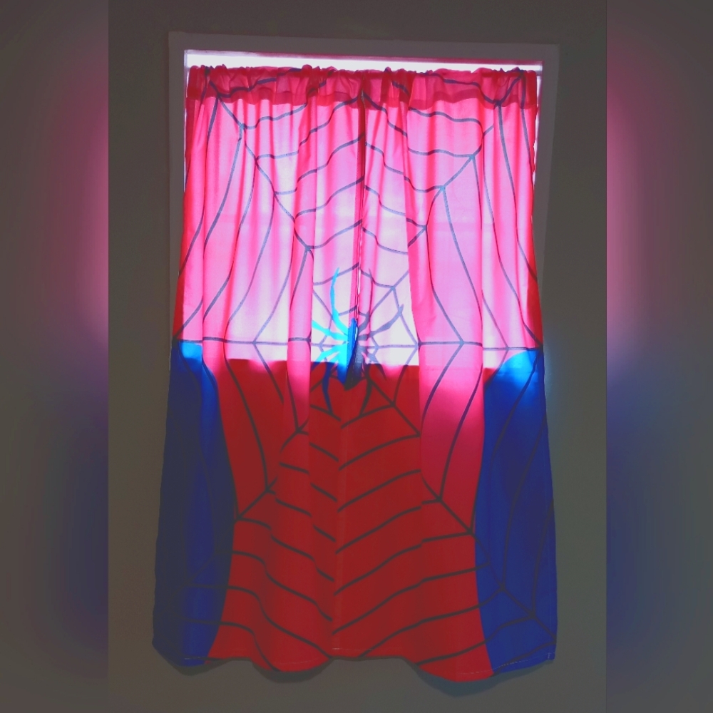 NEW set of 2 curtain panels Spiderman spider web